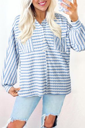 Azura Exchange Gestreepte Knopen Blouse