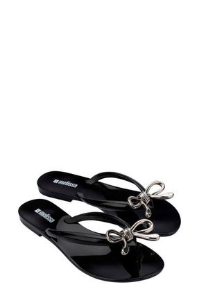 Melissa Harmonic Iris Flip Flop in Black/silver at Nordstrom, Size 10