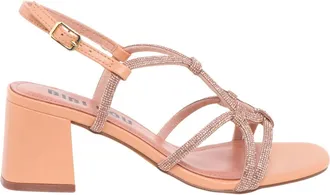 Bibi Lou Sandaal met blokhak en versiering - Dames - Sandalen met hakken - Roze - 39 EU - Leer - Schoenen