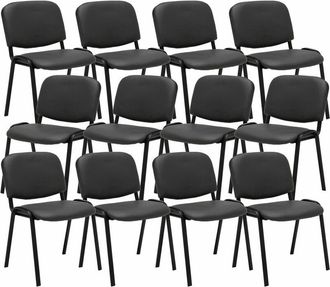 Clp Pack De 12 Sillas Confidente Ken En Simil Cuero Gris