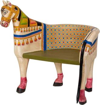 Wanderlust Deco Banco de madera artesanal beige 93x69x104h cm