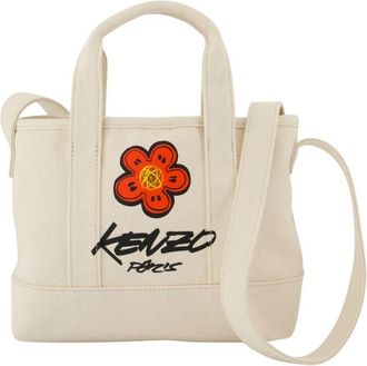 Kenzo Logo-Embroidered Cotton Tote Bag White
