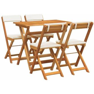 vidaXL Conjunto Bistro 5 Pcs Marr&oacute;n Madera Maciza De Acacia Vidaxl