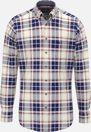 Fynch-Hatton Mens Fynch-Hatton Long Sleeve Checked Shirt Garnet Red - Size: 42