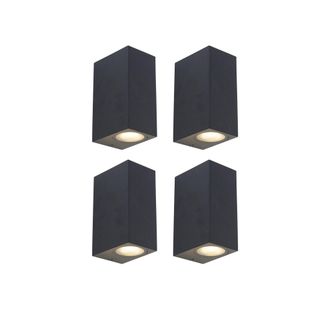 QAZQA Moderno Set De 4 Apliques Modernos Negros 2-luces Ip44 - Baleno Aluminio Rectangular Adecuado Para Led Max. 2 X 35 Watt - Qazqa