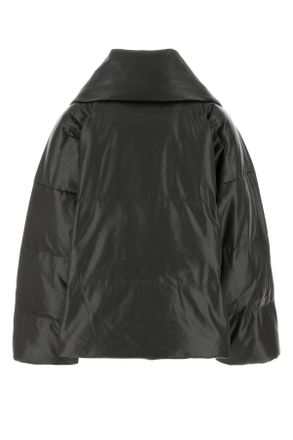 Nanushka Womens Charcoal Synthetic Leather Down Jacket Midnightgreen Piumini