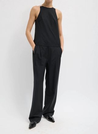 Tibi Recycled Tropical Wool Jumpsuit In Black