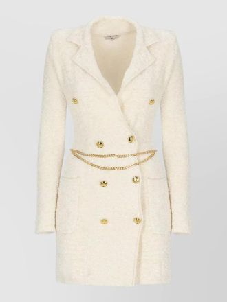 Elisabetta Franchi chain detail double breasted boucle dress