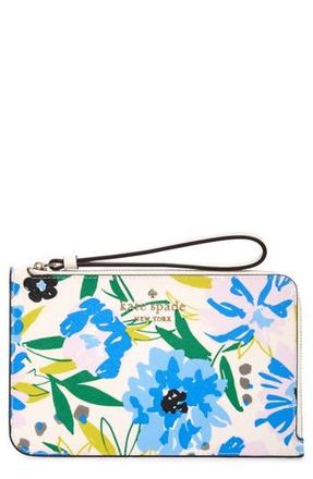 Kate Spade New York cameron festival floral leather wristlet in Cream Multi at Nordstrom Rack