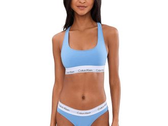 Calvin Klein Underwear Icon Cotton Modal Unlined Bralette Womens Bra Blue Descent : XS (Womens 2), Cotton/Elastane/Modal