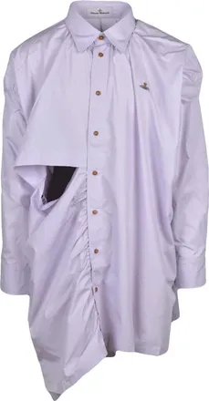 Vivienne Westwood Overhemden, Heren, Paars, XS, Katoen, Asymmetrische Overhemd