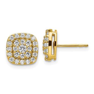 Diamond2Deal 14k Gold 0.88 ct Lab Grown Diamond Squared Halo Stud Earrings VS Clarity, G-H Color