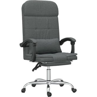 vidaXL Silla De Oficina Reclinable Con Masaje De Tela Gris Oscuro Vidaxl