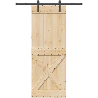 vidaXL Puerta Corredera Con Herrajes Madera Maciza De Pino 85x210 Cm Vidaxl