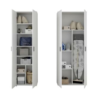 Dmora Armario Multiuso Grande Veruno, Modular, 9 Estantes, 4 Puertas, 139x190h Cm Blanco