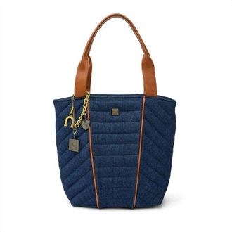 Think Royln Womens High Note Tote In Mocha Luxe/dark Denim