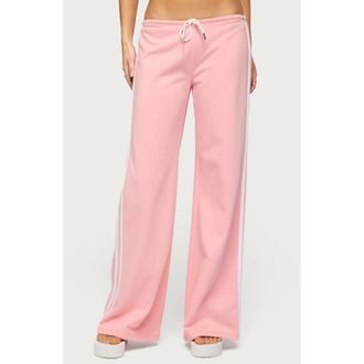 Edikted Cammile Contrast Stripe Sweatpants in Light-Pink at Nordstrom, Size X-Large