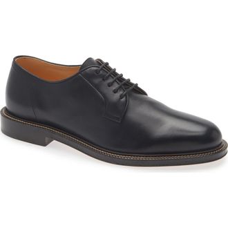 Brunello Cucinelli Leather Derby in C101 Black at Nordstrom, Size 10Us
