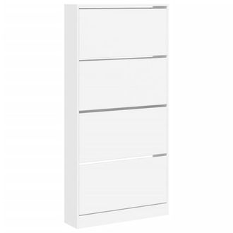 Berkfield Home Shoe Cabinet with 4 Flip-Drawers White 80x21x163.5 cm