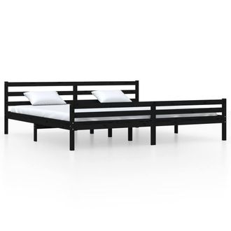 Berkfield Home Bed Frame Black Solid Wood 200x200 cm