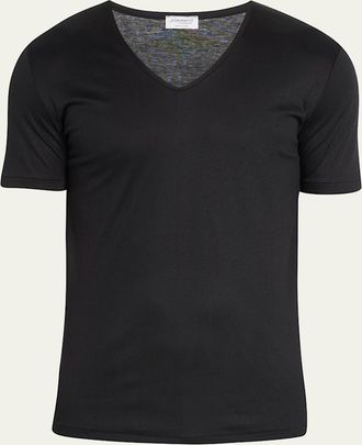 Zimmerli Mens Sea Island V-Neck Cotton T-Shirt