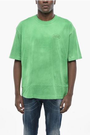 Diesel Cotton Crewneck T-Shirt T-WASH-OUT With Logo size Xxl