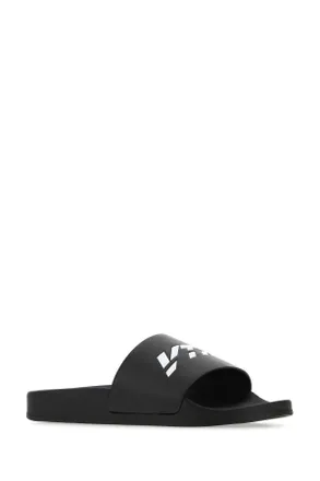 VTMNTS Mens Black Rubber Slippers Blackwhite Flat Shoes