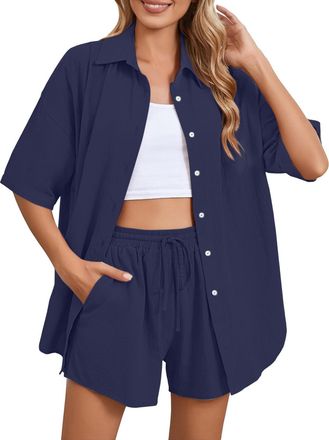Generic Shirt and Shorts Set Women - Womens 2 Piece Sets Outfits Casual Summer - Ladies Track Suits LadiesSuits Leisure Suits Beach Co Ord Travel Summerset Ba