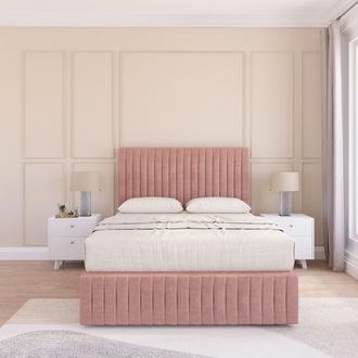 Sloomy Madison Divan Bed Set With No drawers & Matching Footboard - Plush Velvet in Pink | Size: Single