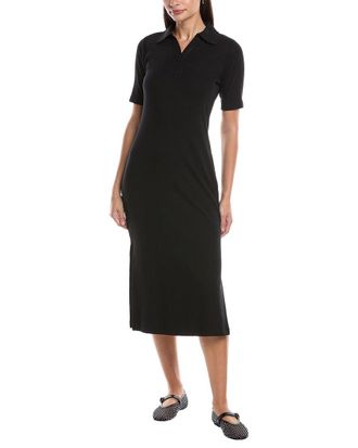 Grey State Ribbed Midi Polo Dress