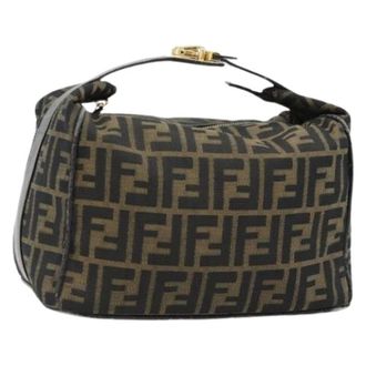 Fendi Pre-owned Shoulder Bags, female, Brown, Size: ONE SIZE Pre-owned Zucca Canvas Hand Bag