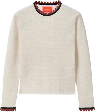 La DoubleJ Picket Crew Neck - Dames - Ronde hals truien - Beige - 2XS - Katoen - Truien & Vesten