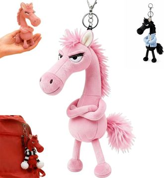 Generic 2026 Year of the Horse Lucky Mascot - 12cm Soft Decorative Charm with Colour Meanings, Bag Accessory, Standard Scarf Sweater (Pink)