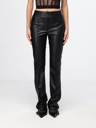 Elisabetta Franchi Faux Leather Flared Trousers with a Mid-Rise Waist