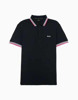 HUGO BOSS Mens Hugo Boss Embroidered Logo Paddy Polo Black 002 - Size: 36