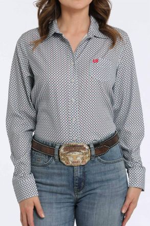Cinch Medallion Print Button-Down Western Shirt In Grey