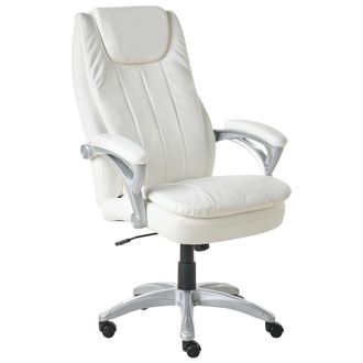 Beliani Beliani - Silla Ejecutiva De Oficina Asiento Inclinable Acolchado Grueso Piel Sint&eacute;tica Blanco Crema Chief