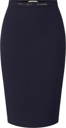 Elisabetta Franchi Rok van stretch cr&ecirc;pe met dubbele laag en juwelen detail - Dames - Kokerrokken - Blauw - 2XL - Polyester - Rokken