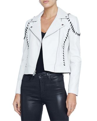 L'agence Lagence Eleana Whipstitch Leather Biker Jacket