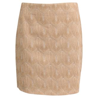 Missoni Knitted Mini Fitted Skirt in Metallic Beige Rayon