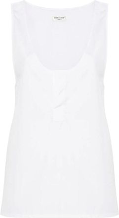 Saint Laurent Sleeveless Tops - Dames - Tops zonder mouwen - Wit - M - Katoen - Tops