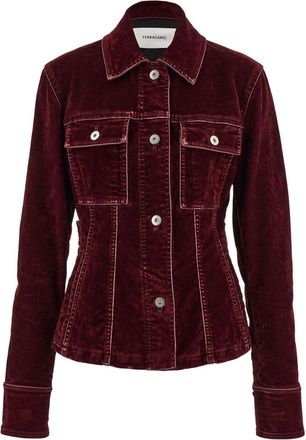 Ferragamo Trucker jacket - women - Viscose/Cotton - 44 - Red
