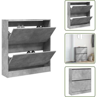 vidaXL Scarpiera con cassetti - vidaXL Scarpiera Grigio Cemento 80x21x87,5 cm in Legno Multistrato - Scarpiera per spazi ridotti