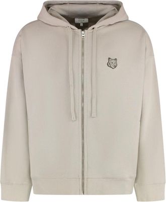 Maison Kitsun&eacute; Hoodies & sweatvesten, Heren, Beige, M, Katoen, Full Zip Cotton Hoodie