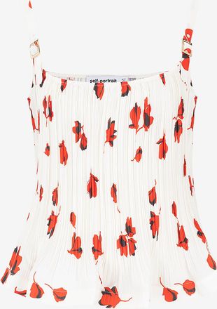 Self Portrait Plissiertes Schosstop mit Bl&uuml;tenprint