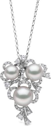 Yoko London Pendente Petal in oro bianco 18 carati con perle Akoya e diamanti - Argento