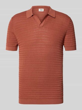 Drykorn Slim Fit Poloshirt mit V-Ausschnitt Modell Braian in Rostrot, Gr&ouml;&szlig;e XXL