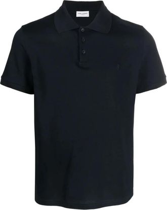 Saint Laurent Cassandre Polo Shirt - Heren - Polos - Blauw - L - Katoen - Tops