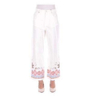 Max Mara Broeken, Dames, Wit, S, Katoen, Wide Broeken