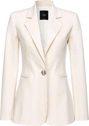 Pinko Casual Wit Katoenen Blazer - Dames - Blazers - Beige - M - Katoen - Jassen